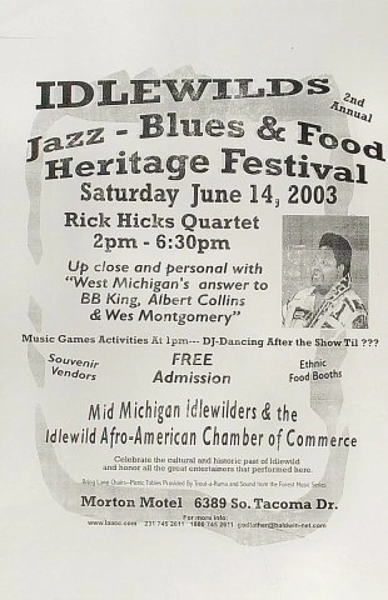 Idlewild Jazz Festival Vintage Concert Poster from Morton Motel, Jun 14, 2003 at