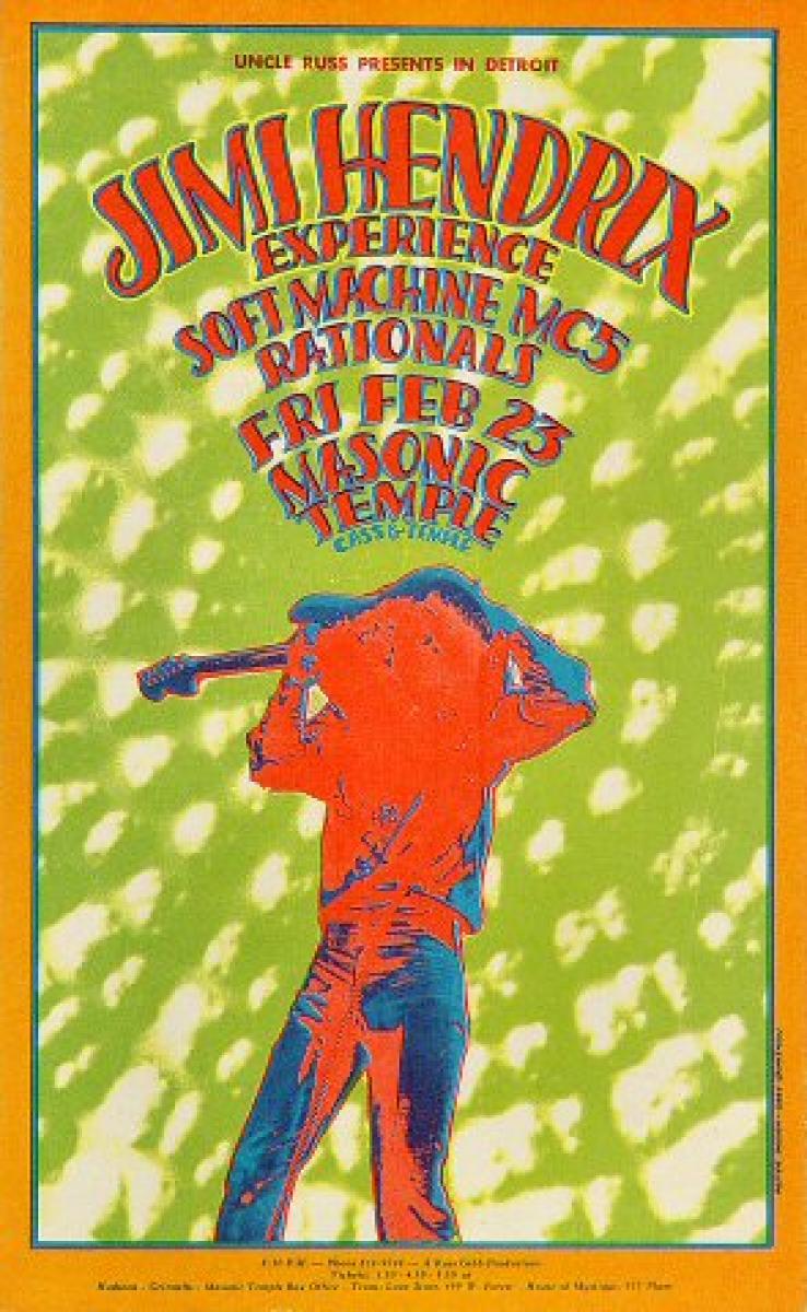 Jimi Hendrix Experience Vintage Concert Handbill from Masonic