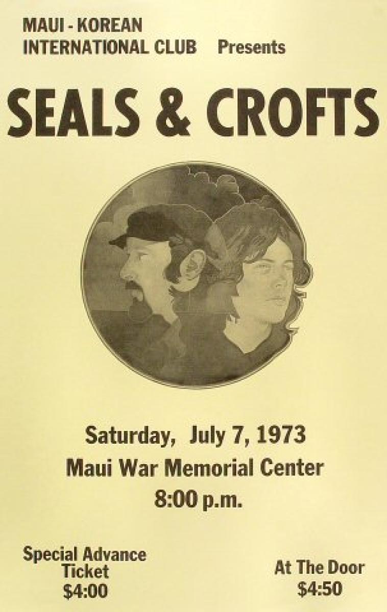 Seals & Crofts Vintage Concert Poster from Maui War Memorial Gymnasium