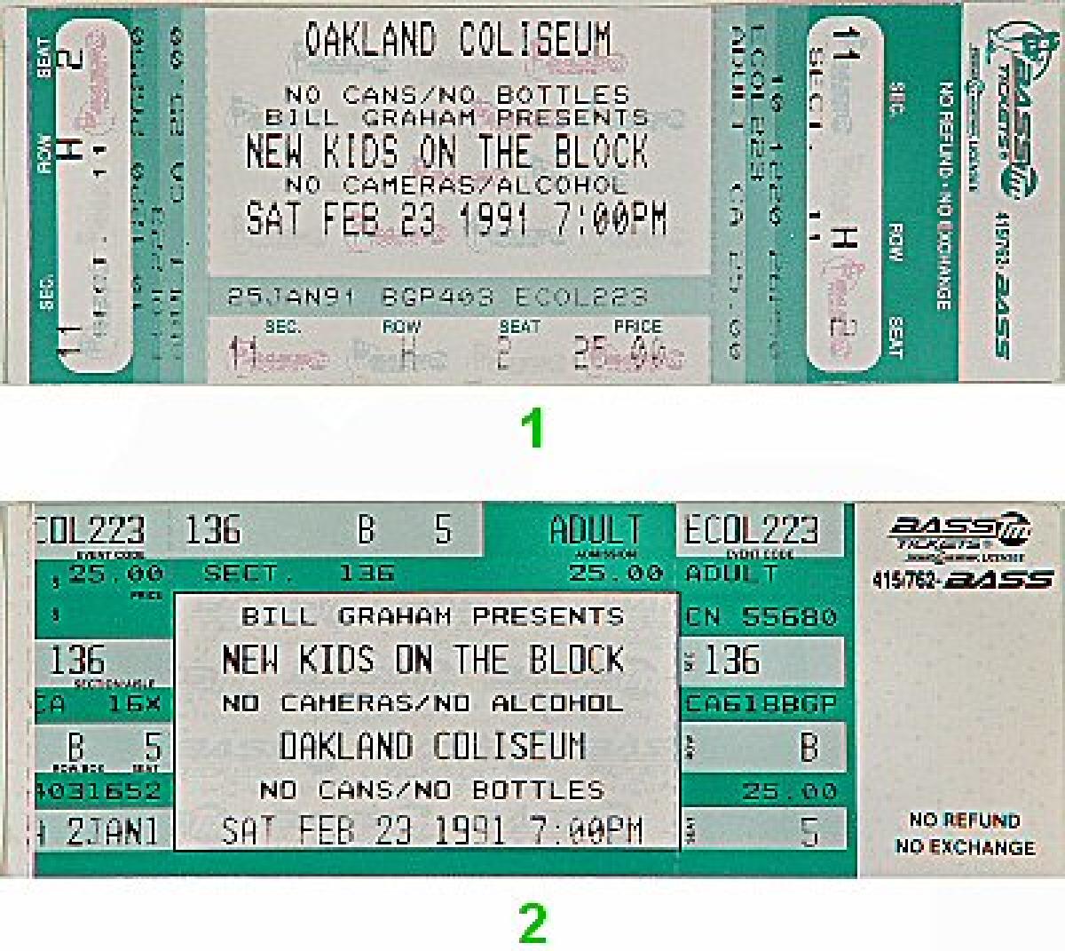 New Kids On The Block Vintage Concert Vintage Ticket from Oakland