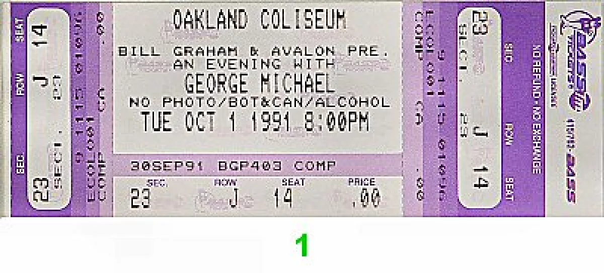 Michael Vintage Concert Vintage Ticket from Oakland Coliseum