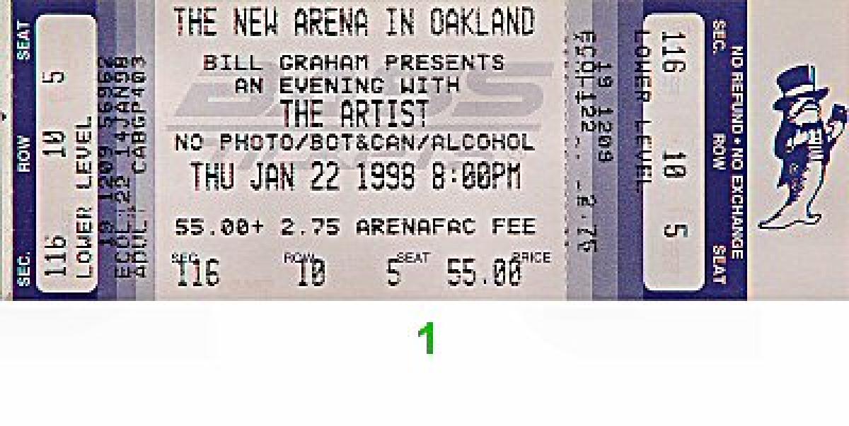 The Artist Vintage Concert Vintage Ticket from Oakland Coliseum
