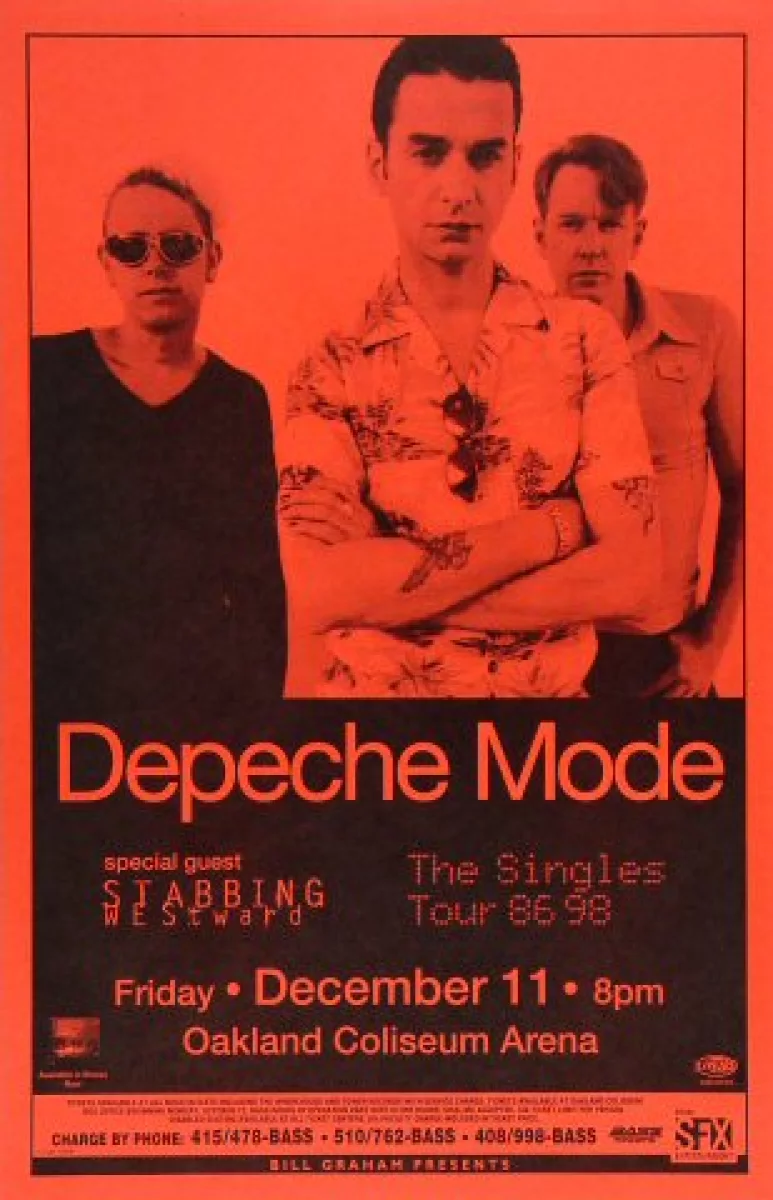 Depeche Mode Vintage Concert Poster from Oakland Coliseum Arena, Dec 11,  1998 at Wolfgang's