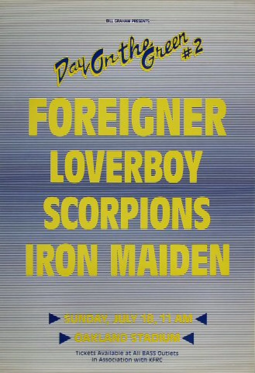 Foreigner Vintage Concert Poster from Oakland Coliseum Stadium, Jul 18