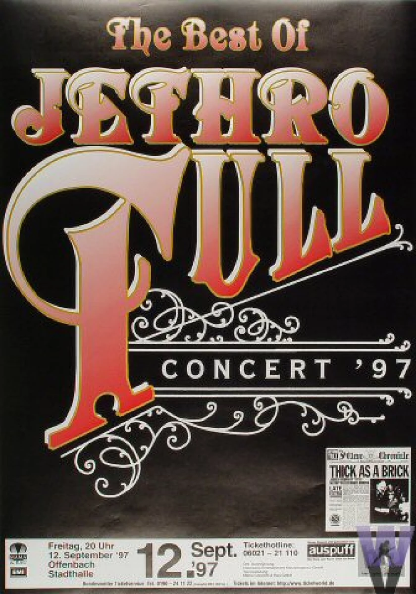 Jethro Tull Vintage Concert Poster from Offenbach Stadium, Sep 12, 1997