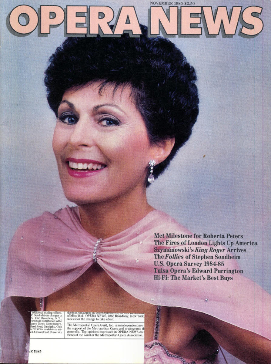 Opera News November 1985 at Wolfgang's