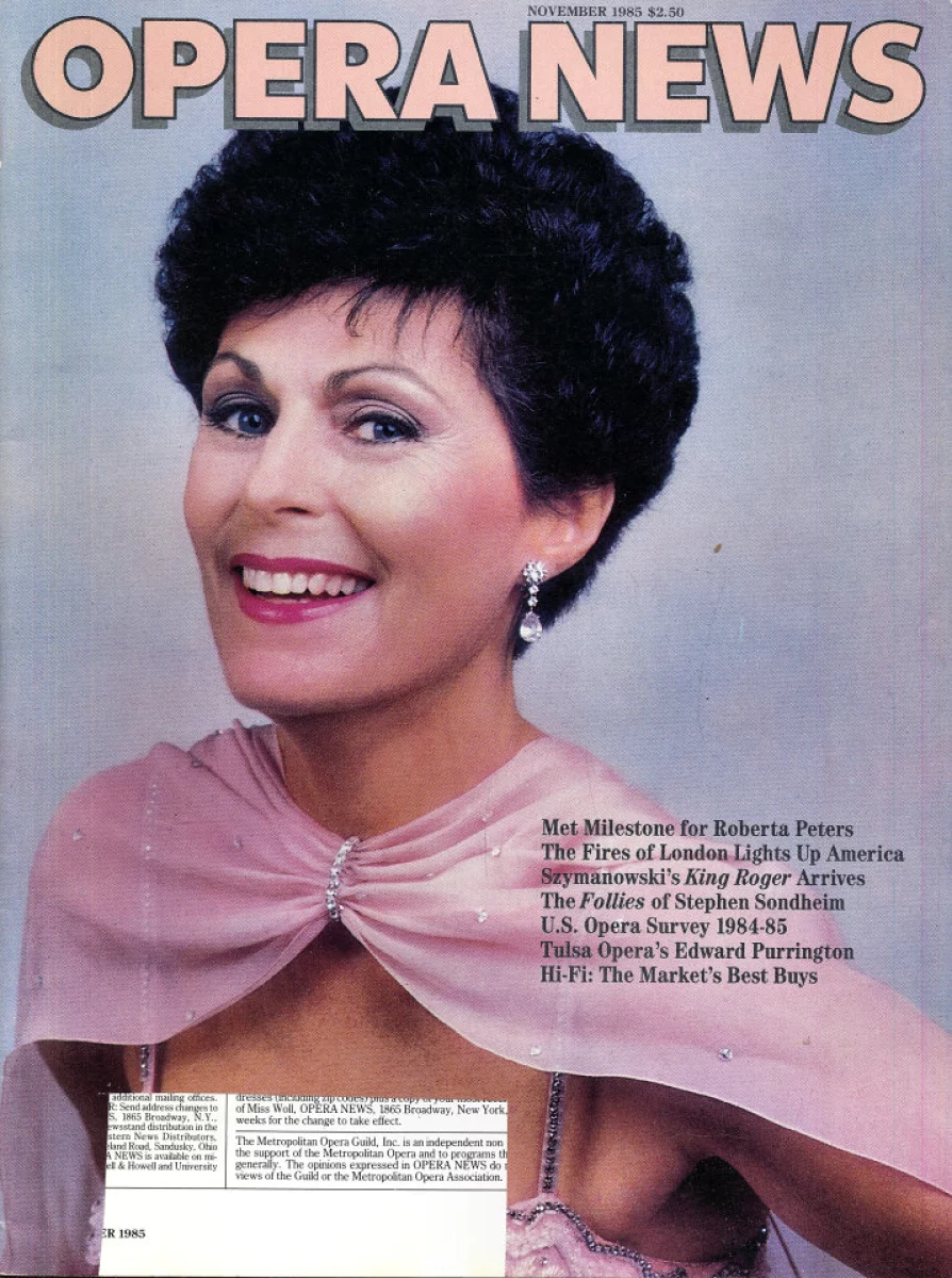 Opera News November 1985 at Wolfgang's