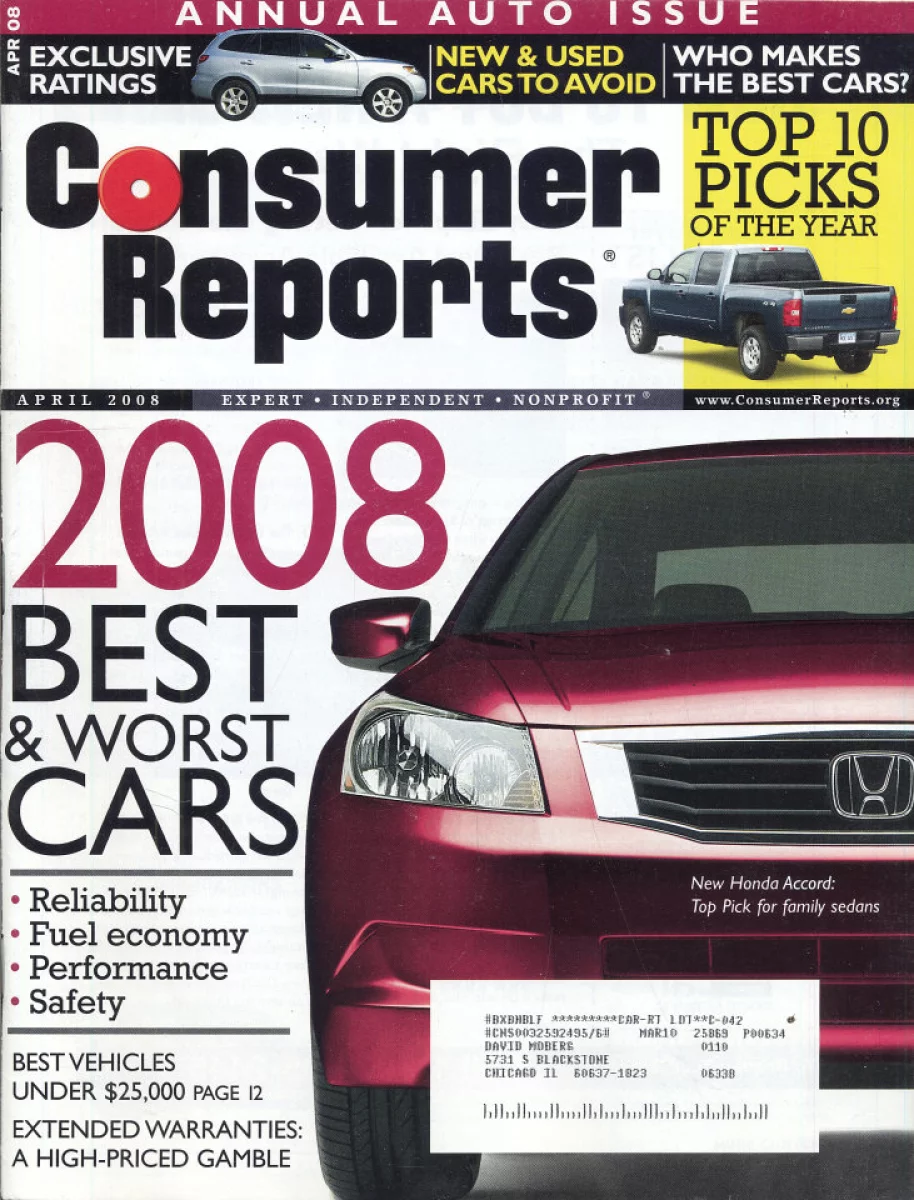 Consumer Reports April 2008 at Wolfgang's