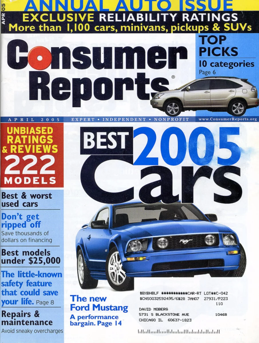 Consumer Reports April 2005 at Wolfgang's