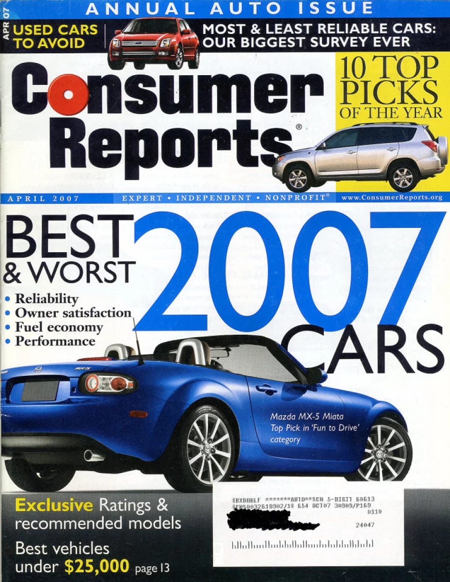 Consumer Reports Vintage Magazine Apr 1 2007.webp