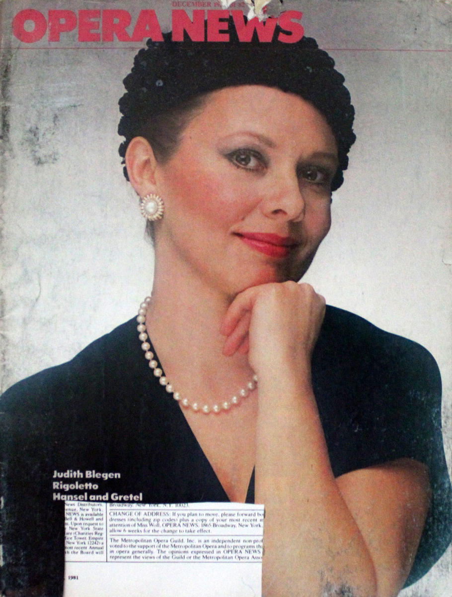 Opera News December 19, 1981 at Wolfgang's
