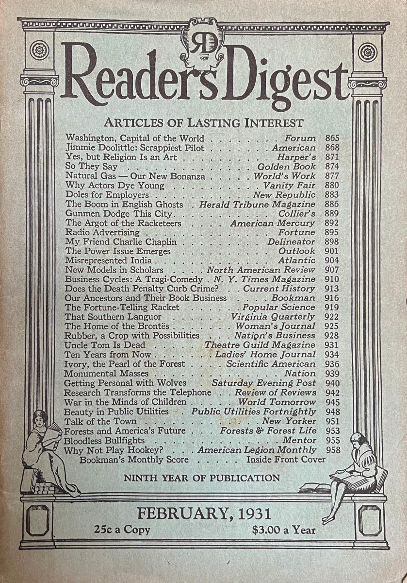 Readers Digest | February 1931 at Wolfgang's