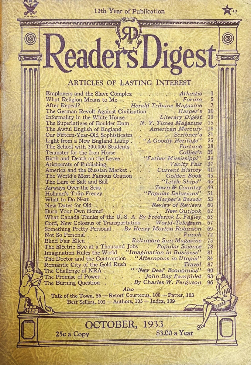 Readers Digest | October 1933 At Wolfgang's