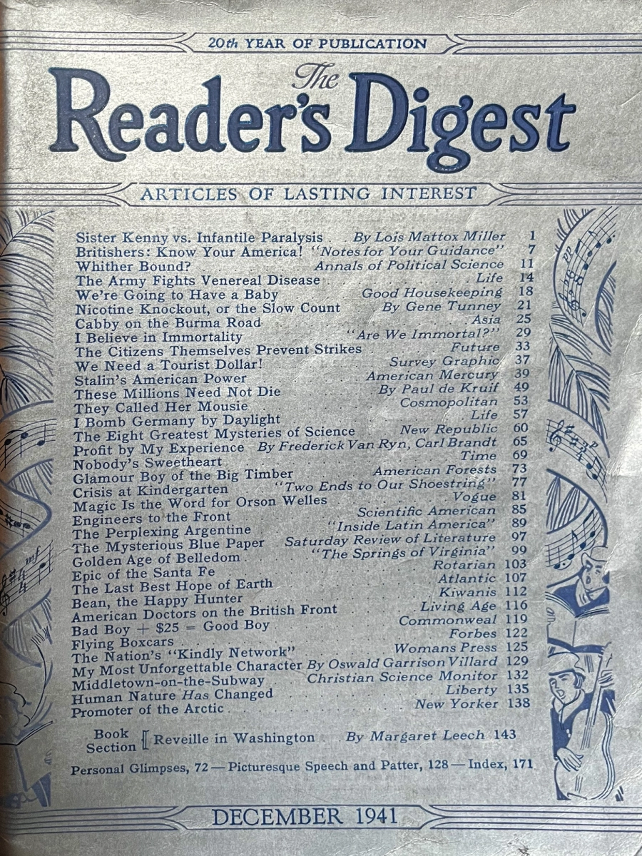 Readers Digest | December 1941 at Wolfgang's