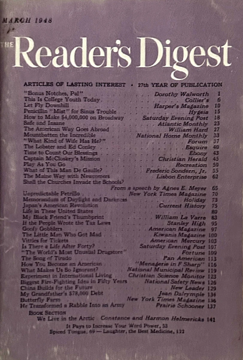 Readers Digest March 1948 At Wolfgangs