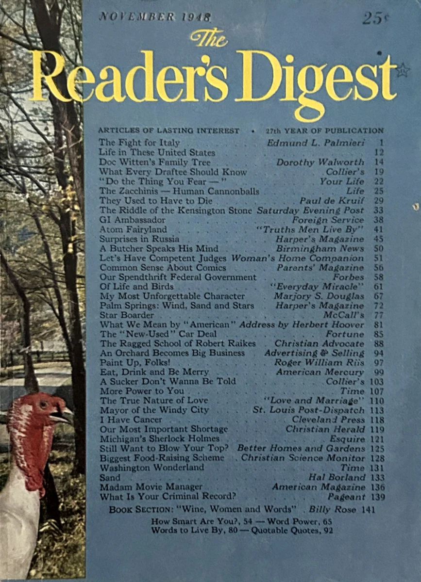 Readers Digest November 1948 At Wolfgangs