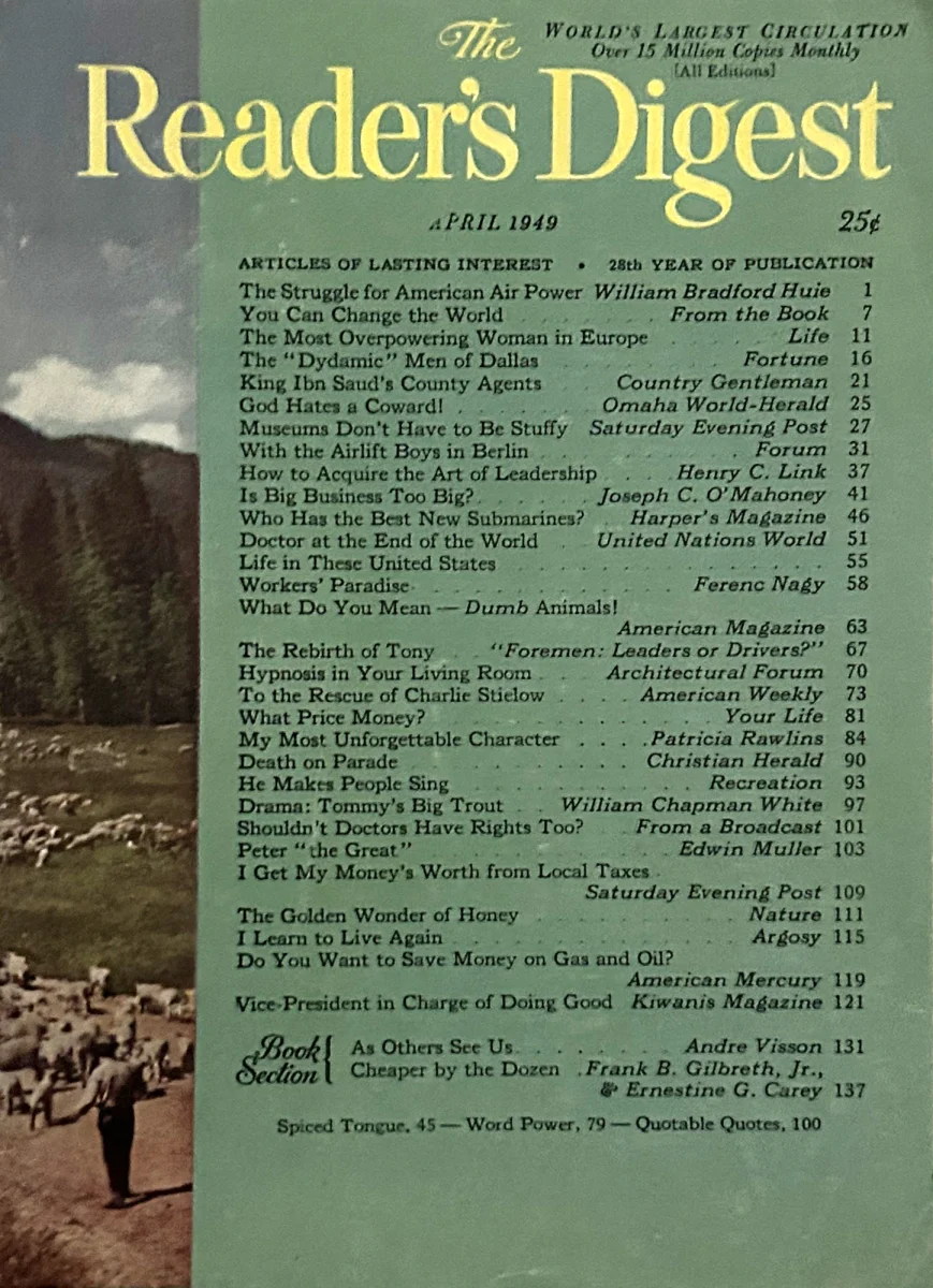 Readers Digest April 1949 At Wolfgangs