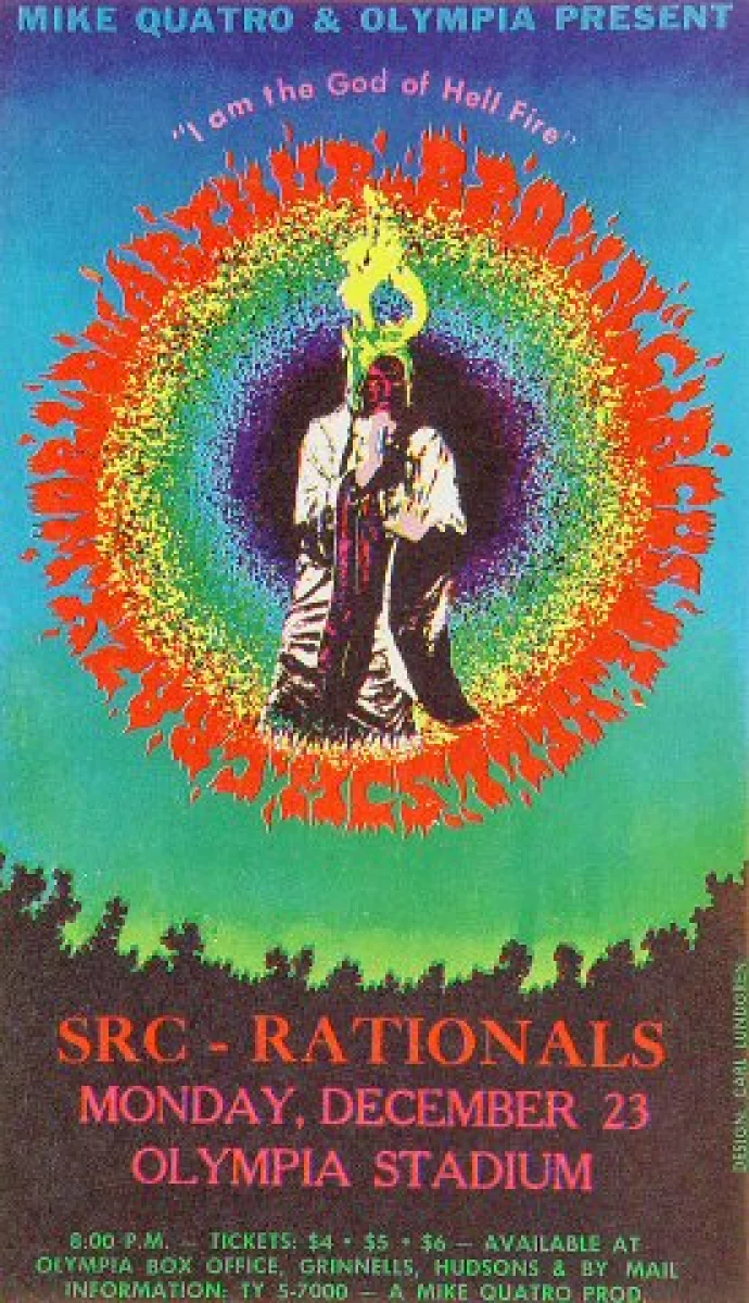 The Crazy World Of Arthur Brown Vintage Concert Handbill From Olympia Stadium Detroit Dec 23 1968 At Wolfgang S