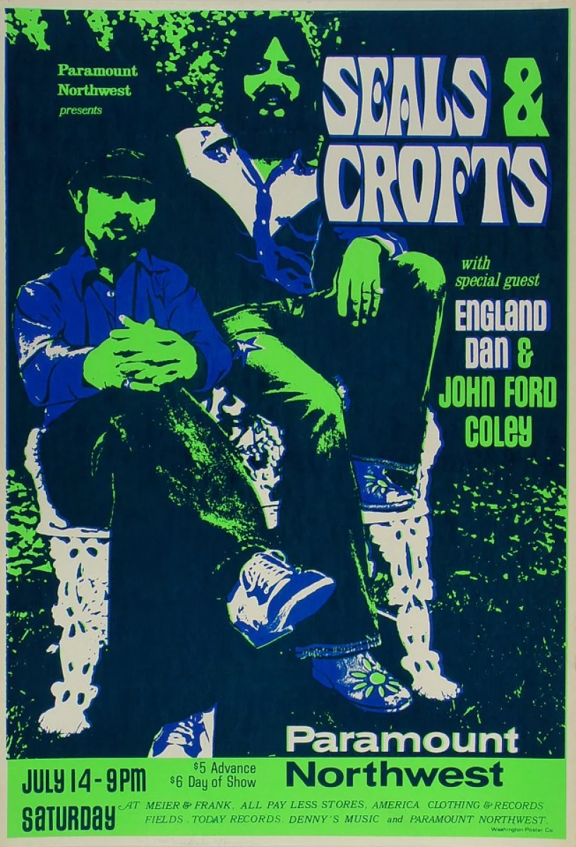 Seals & Crofts Vintage Concert Poster from Paramount Theatre Portland, Jul 14, 1976 at Wolfgang's