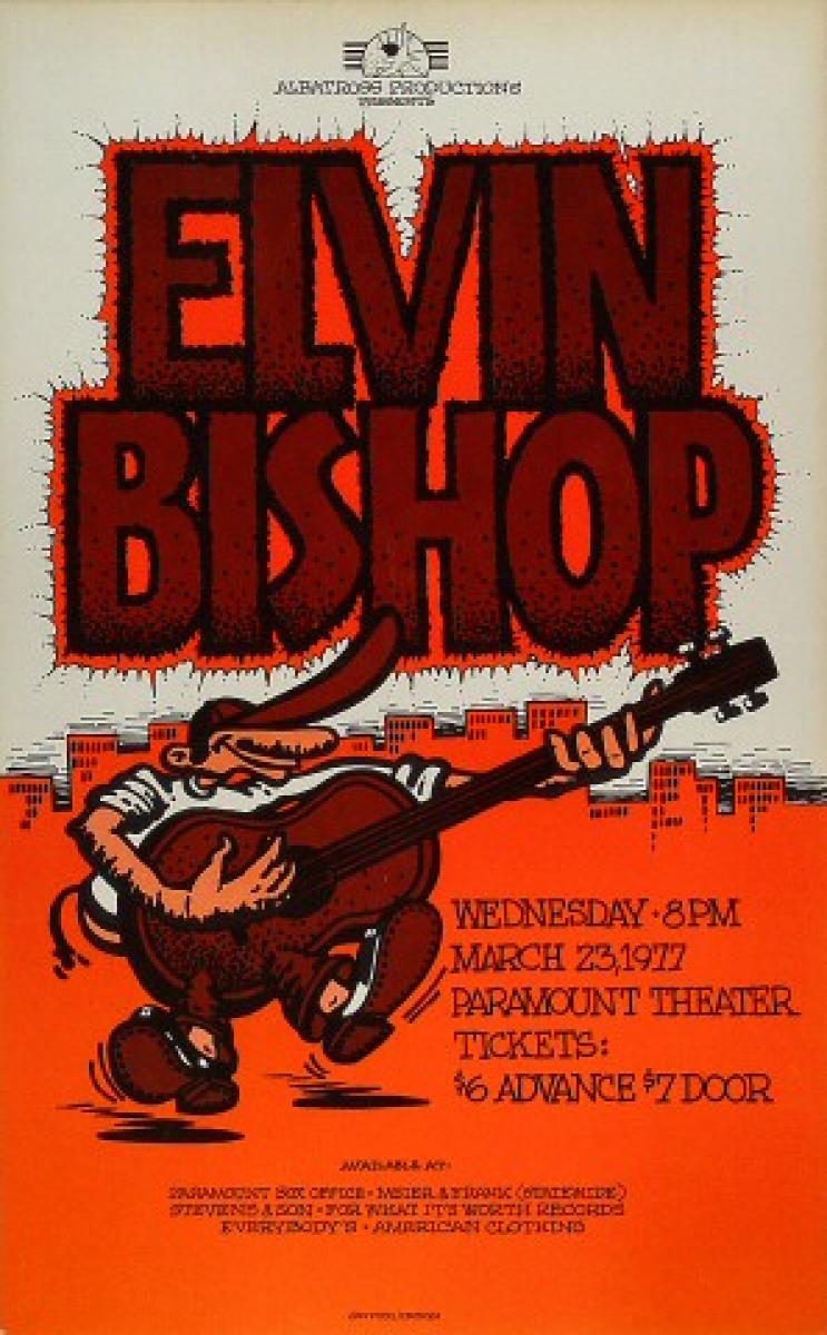 Elvin Bishop Vintage Concert Poster from Paramount Theatre