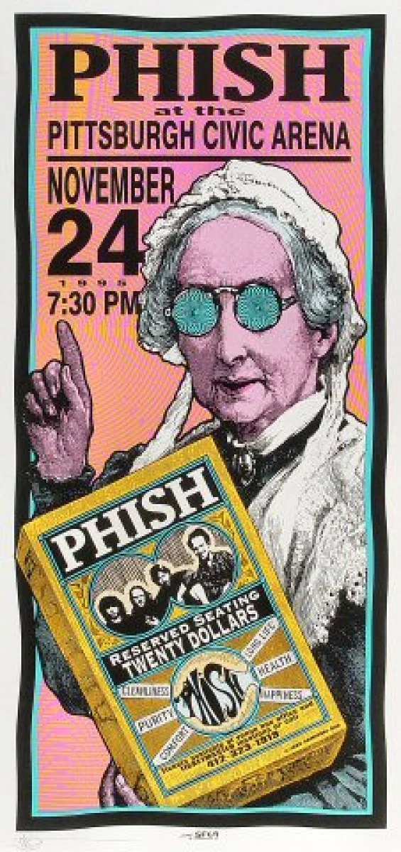 Phish Vintage Concert Silkscreen from Pittsburgh Civic, Nov 24, 1995 at