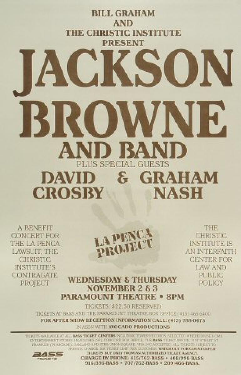 Jackson Browne Vintage Concert Poster from Paramount Theatre, Nov 2