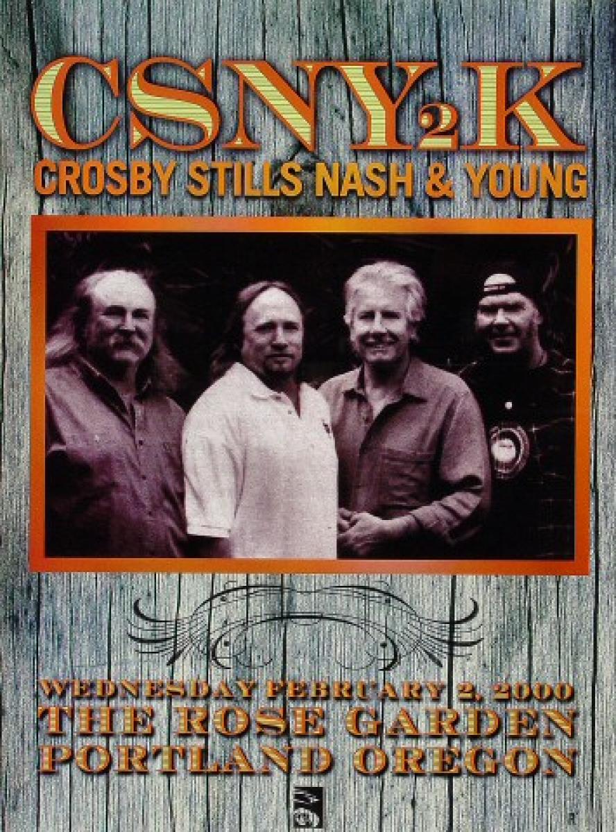 Crosby, Stills, Nash & Young Vintage Concert Poster from Portland Rose