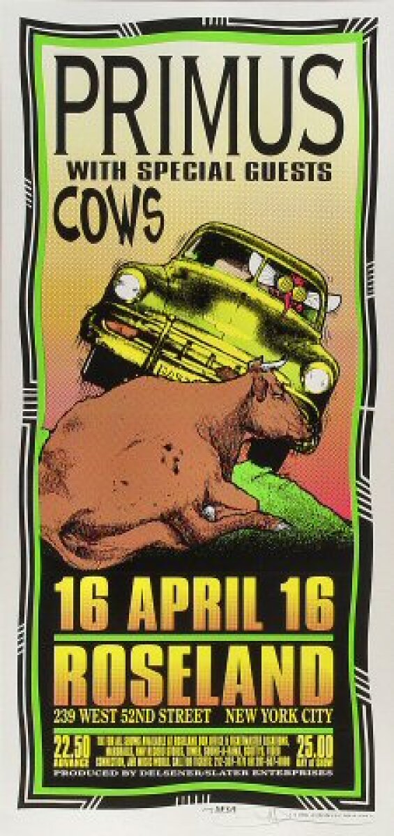 Primus Vintage Concert Silkscreen from Roseland Ballroom, Apr 16