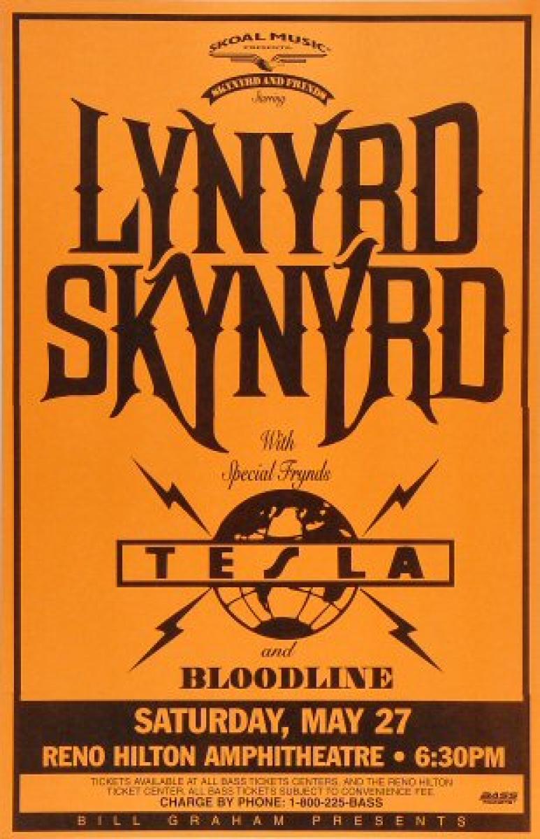 Lynyrd Skynyrd Vintage Concert Poster From Reno Hilton Amphitheatre May At Wolfgang S