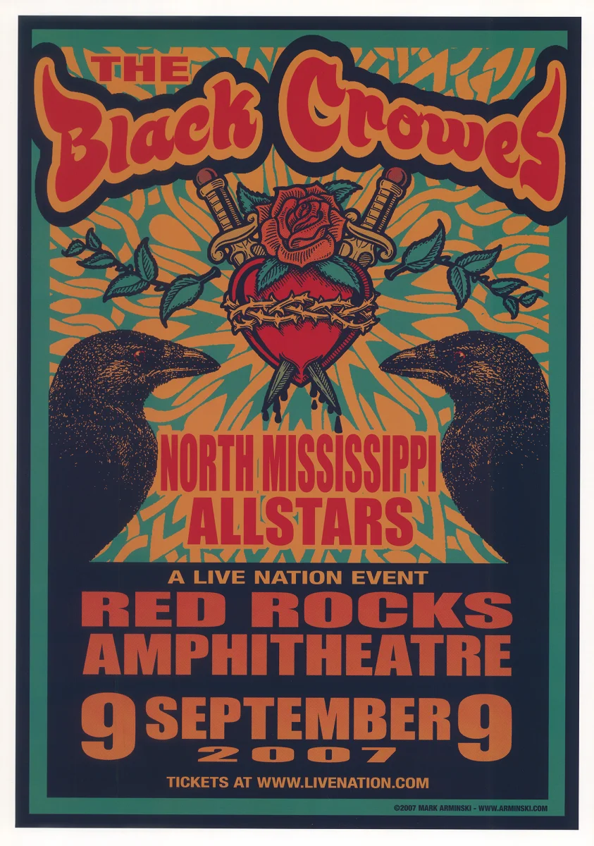 The Black Crowes Vintage Concert Poster from Red Rocks Amphitheatre