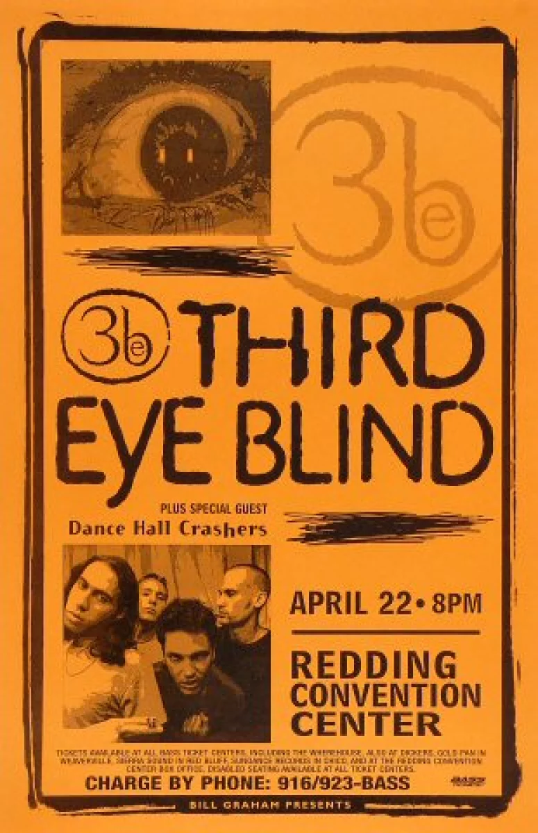 Third Eye Blind Vintage Concert Poster From Redding Convention Center Apr 22 1998 At Wolfgang S
