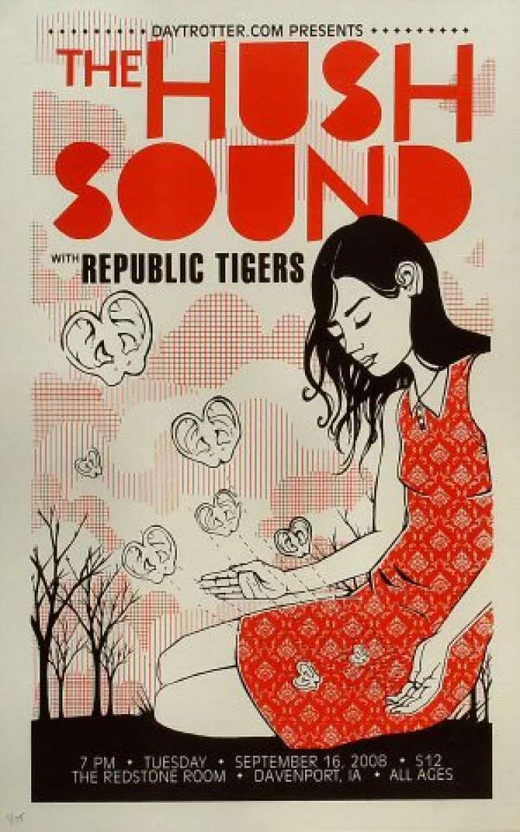 The Hush Sound Vintage Concert Poster from Redstone Room, Sep 16, 2008