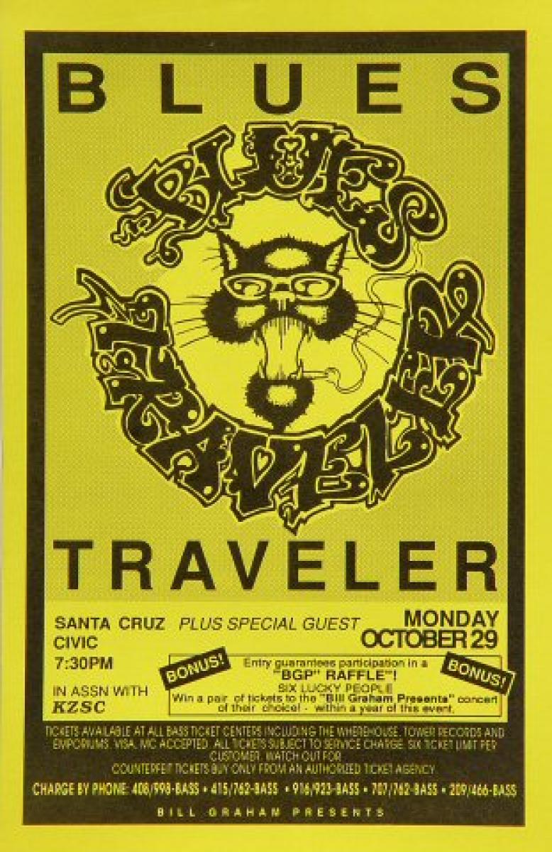 Blues Traveler Vintage Concert Handbill from Santa Cruz Civic