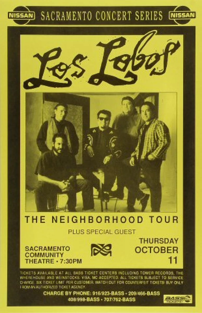 Los Lobos Vintage Concert Poster from Sacramento Community Theatre, Oct 11,  1990 at Wolfgang's