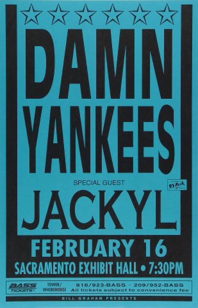 Damn Yankees Vintage Concert Poster from Sacramento Exhibition