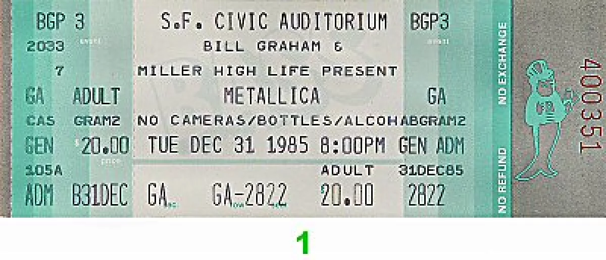 1984 Metallica Flyer and Ticket Stub