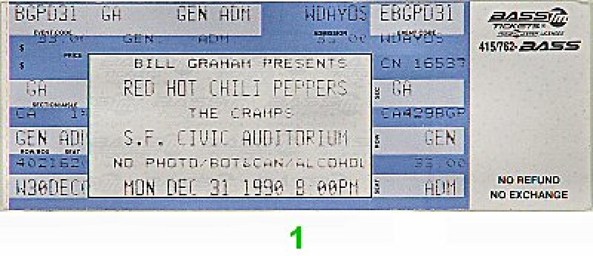 Red Hot Chili Peppers Vintage Tickets at Wolfgang's