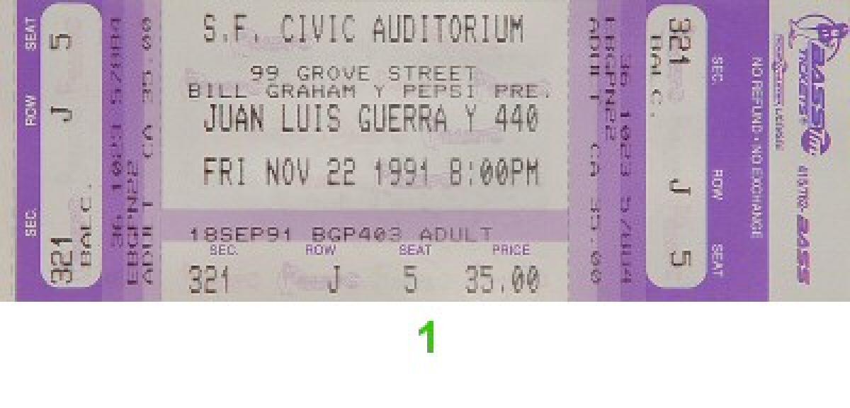 Juan Luis Guerra y 440 Vintage Tickets.