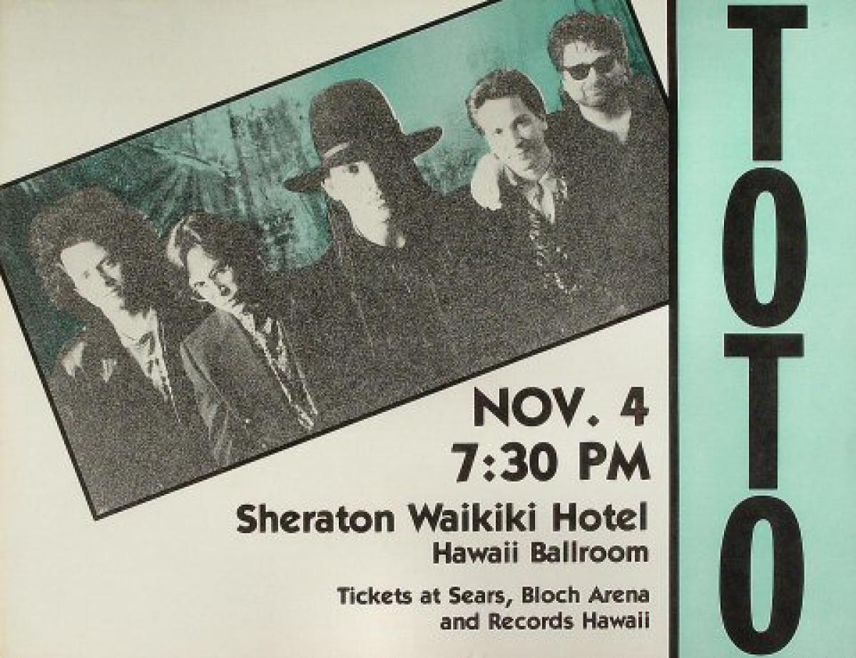Toto Vintage Concert Poster from Sheraton Waikiki Hotel