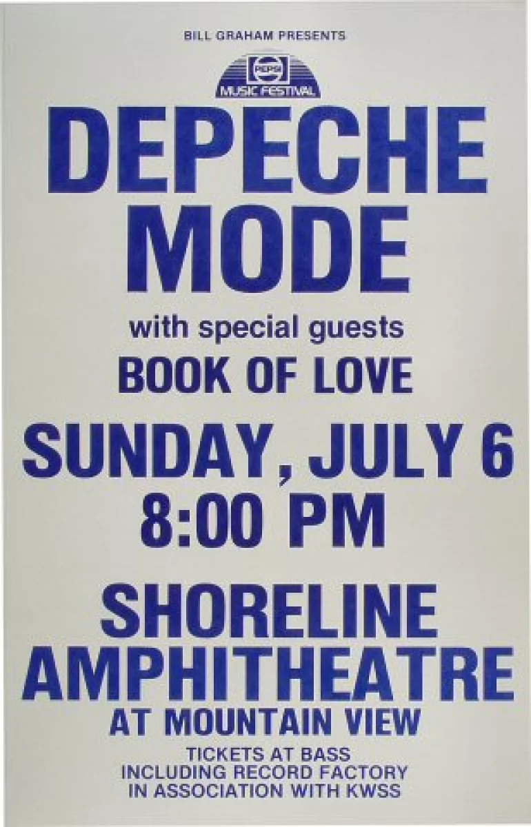 Depeche Mode Vintage Concert Poster from Shoreline Amphitheatre, Jul 6,  1986 at Wolfgang's