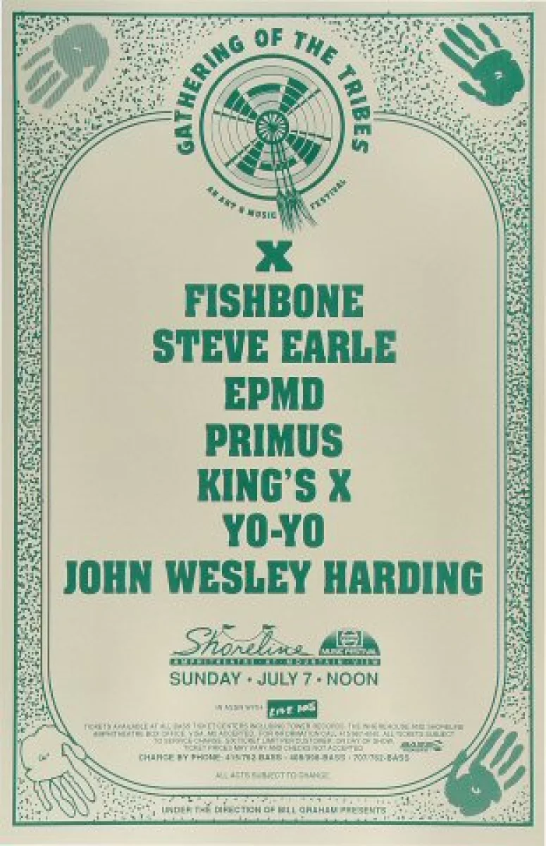 X Vintage Concert Poster from Shoreline Amphitheatre, Jul 7, 1991 at  Wolfgang's