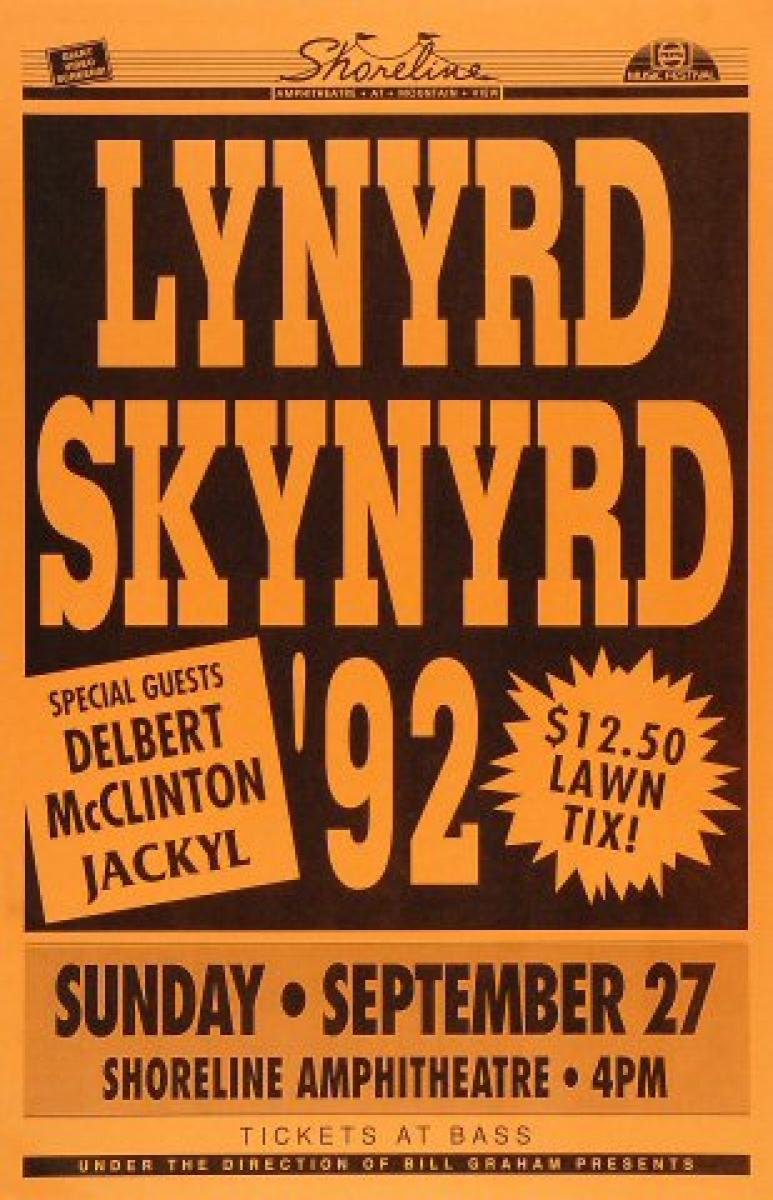 Lynyrd Skynyrd Vintage Concert Poster From Shoreline Amphitheatre Sep At Wolfgang S