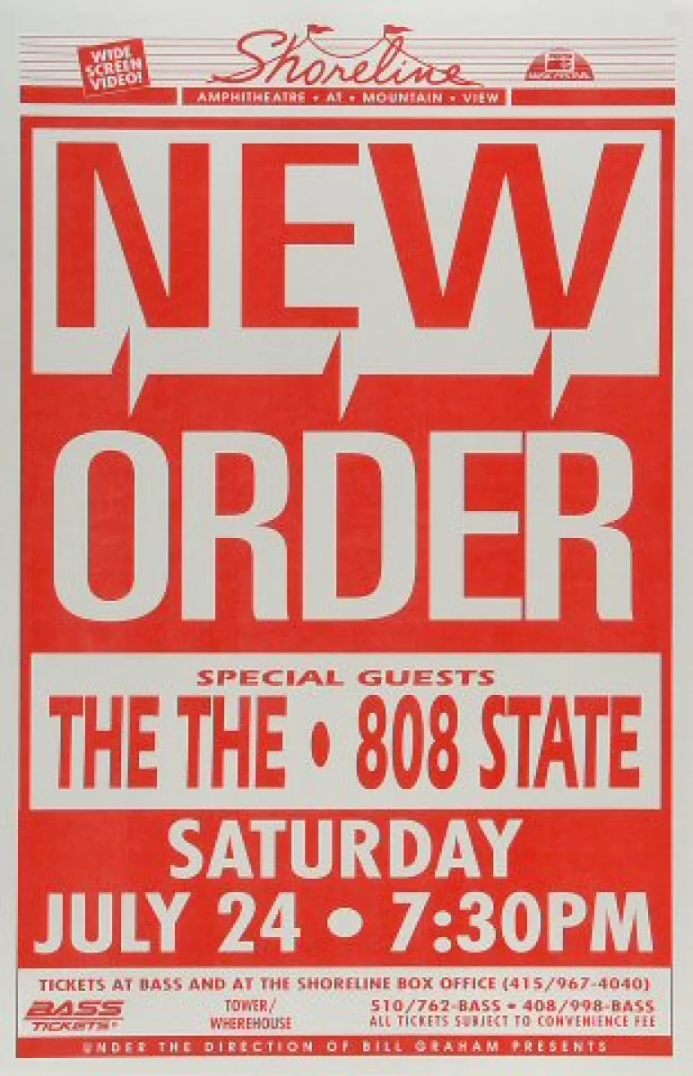 New Order Vintage Concert Poster from Shoreline Amphitheatre, Jul 24, 1993  at Wolfgang's