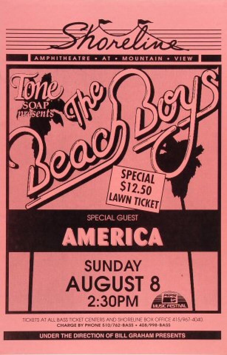 The Beach Boys Vintage Concert Poster from Shoreline Amphitheatre, Aug ...