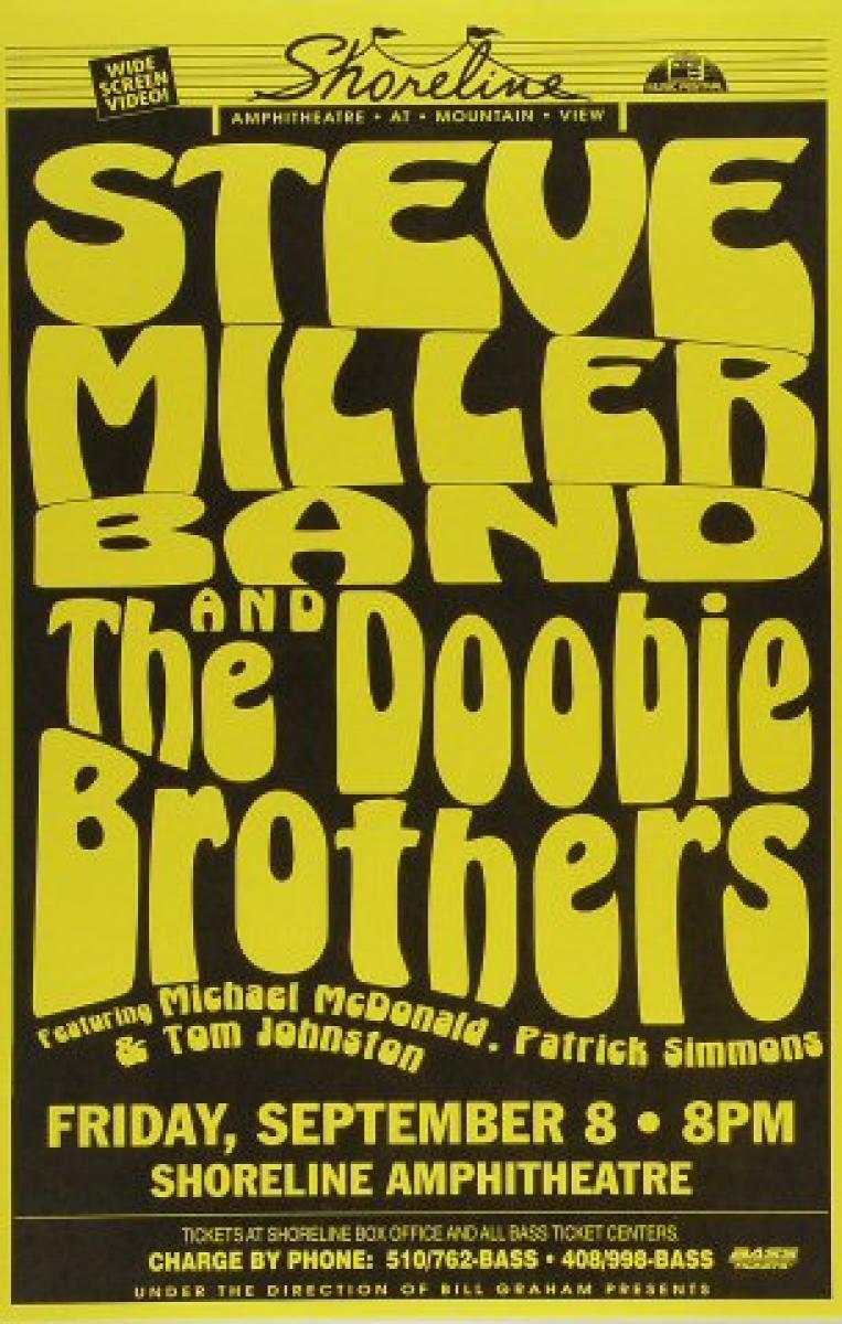 Steve Miller Band Vintage Concert Poster from Shoreline Amphitheatre ...