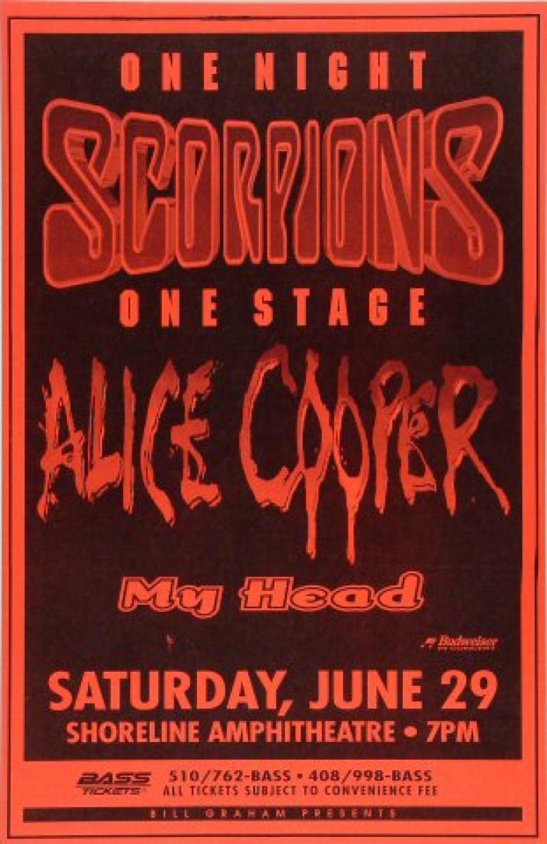 Scorpions Vintage Concert Poster from Shoreline Amphitheatre, Jun 29