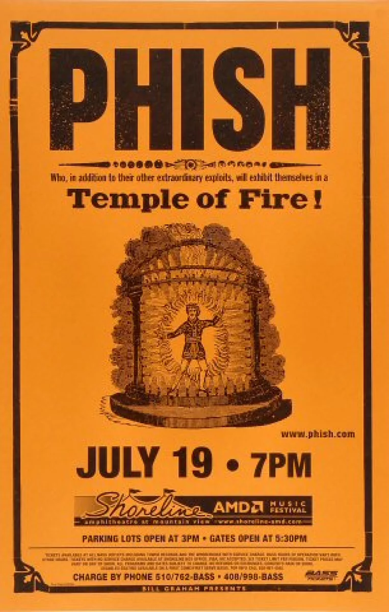 Phish Vintage Concert Poster from Shoreline Amphitheatre, Jul 19, 1998 at  Wolfgang's