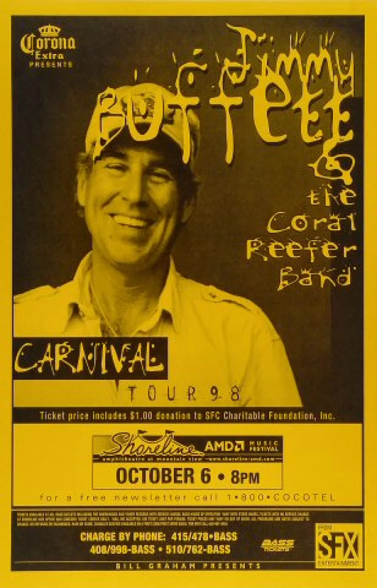 Jimmy Buffett Vintage Concert Poster From Shoreline Amphitheatre Oct At Wolfgang S