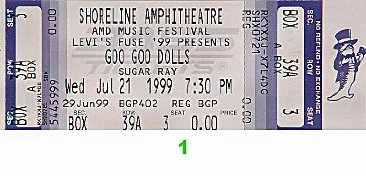 Goo Goo Dolls Vintage Concert Vintage Ticket from Shoreline