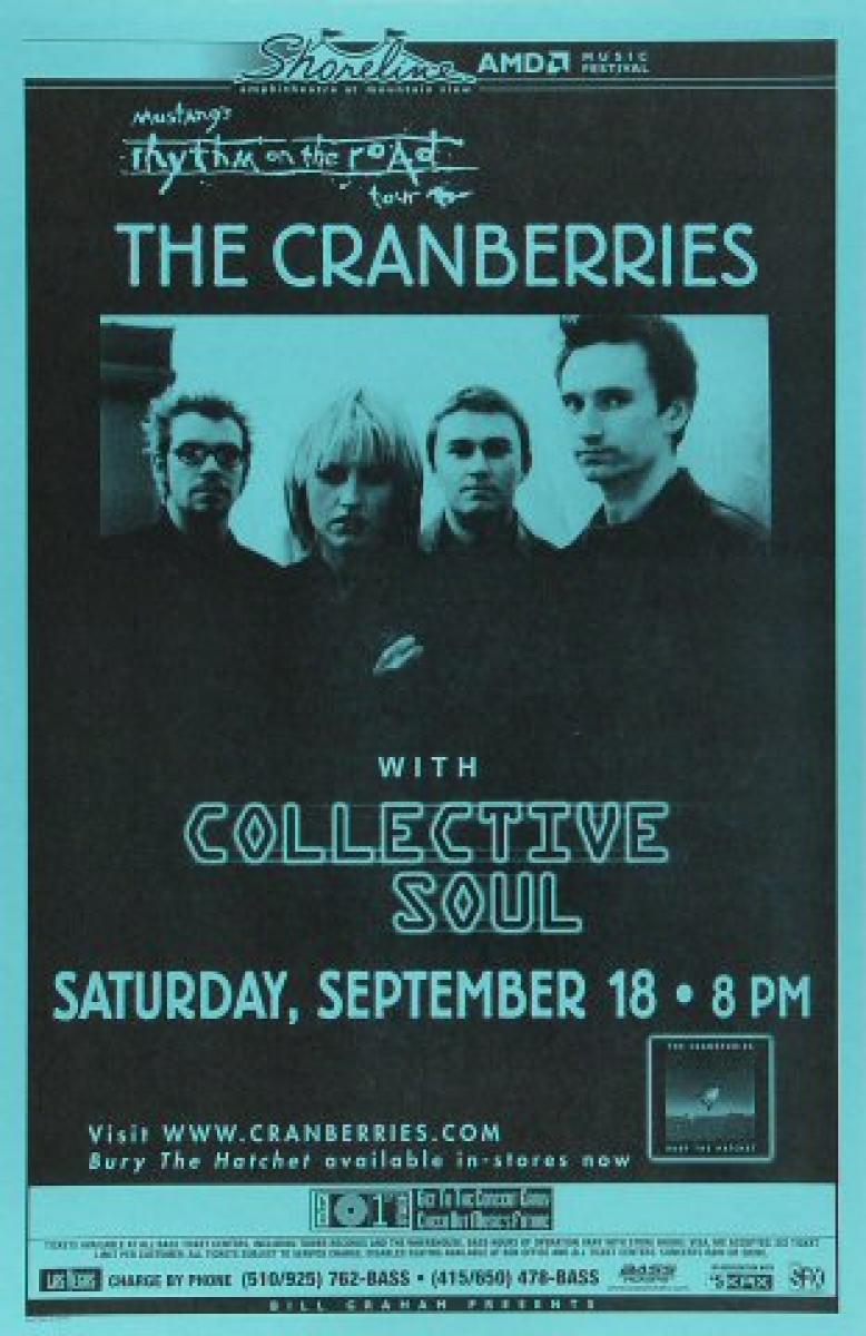 The Cranberries Vintage Concert Poster from Shoreline Amphitheatre, Sep